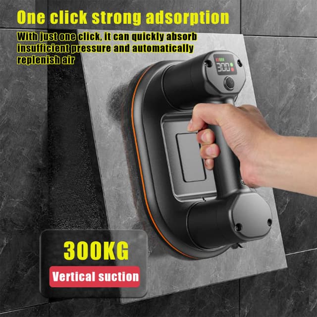 Ventosa de vácuo elétrica de grau industrial, 300kg de carga, levantador de vácuo resistente para telha de granito, vidro, madeira, pedra, 3600mah batte