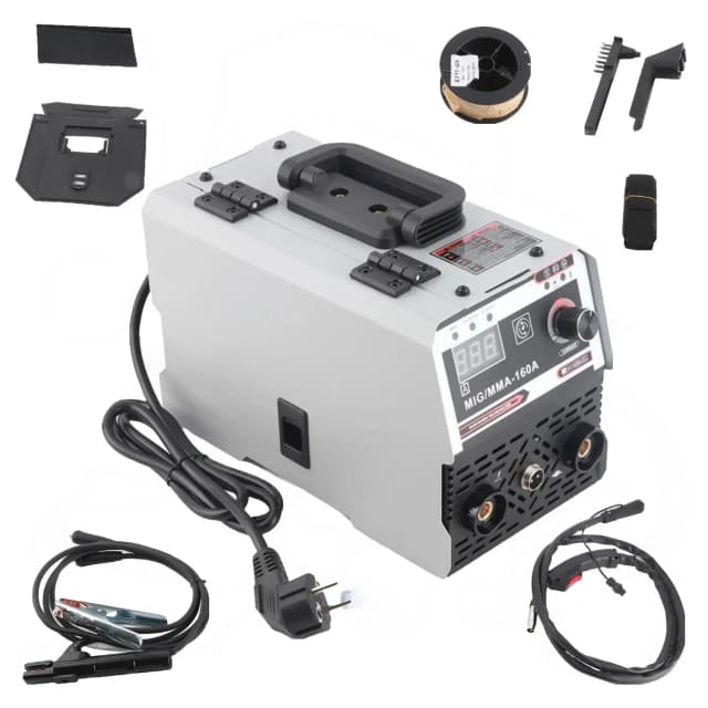 Soldador Inversor 2 em 1 MIG/MMA IGBT com Proteção a Gás 120A DC 220V com Alimentação Automática de Arame para Soldagem de Aço, Alumínio e Ferramentas Metálicas