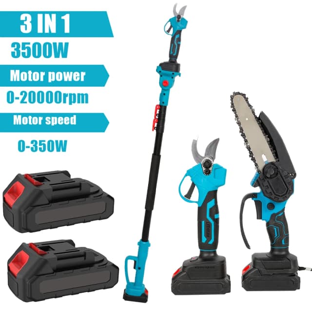 Motosserra elétrica sem escova 3500W, poste telescópico 3 em 1, podador de galhos altos, ferramenta de poda de árvores de jardim para bateria Makita