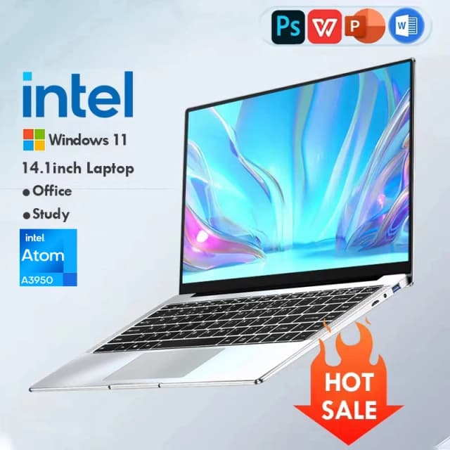 Ultra fino windows 11 computador portátil 14.1 "12gb ram 512gb 1tb ssd intel a3950 notebook gamer 1920*1080 escritório estudo computador pc