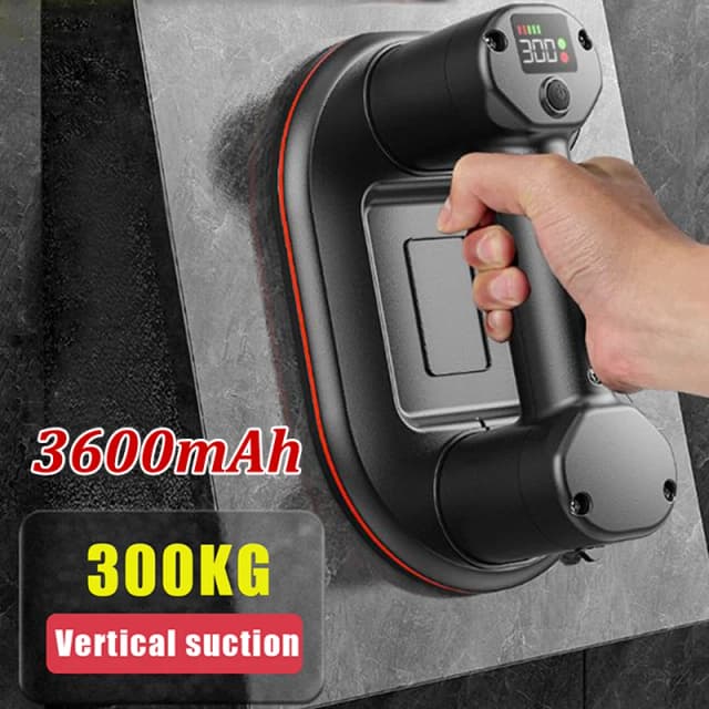 Ventosa elétrica a vácuo de grau industrial, carga de 300kg, levantador resistente para telha de granito, vidro, madeira, pedra, bateria de 3600mah