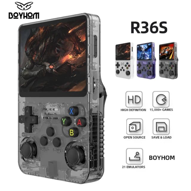 Código aberto r36s retro handheld console de videogame sistema linux 3.5 Polegada tela ips portátil bolso player vídeo r35s 64gb jogos