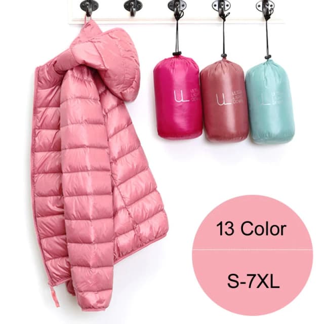 0-10 ℃   Mulheres casaco de inverno ultraleve pato para baixo jaqueta fina com capuz puffer jaquetas à prova de vento acolchoado parkas feminino portátil outerwear