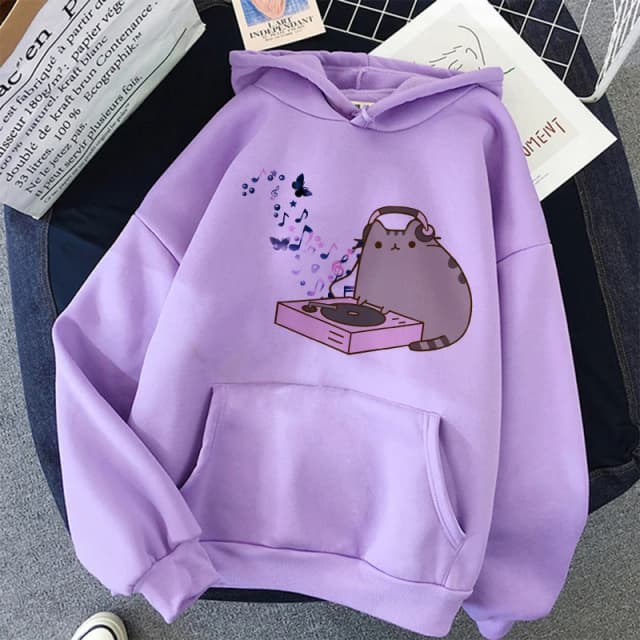 Quente o pusheen gato hoodie feminino/masculino moda kawaii coreano harajuku moletom unisex 90s dos desenhos animados roupas com capuz feminino