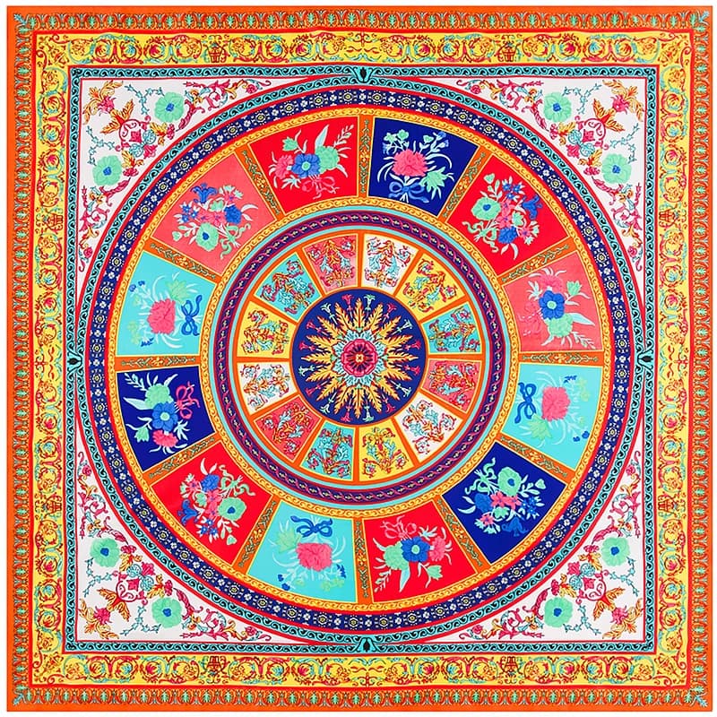 Lenço sarja quadrado grande para mulheres, 100% lenços de seda para senhoras, xales boémia, design de marca, hijab fashion, bandanas, 130cm, inverno
