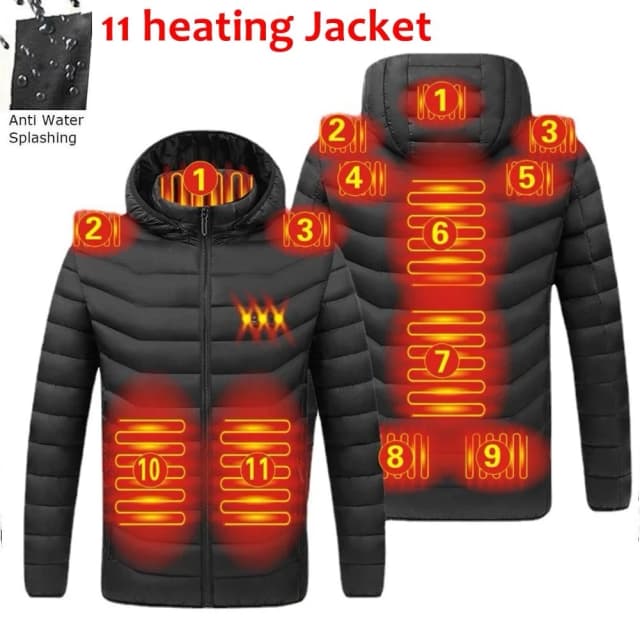 Parka masculina inverno quente jaquetas de aquecimento usb termostato inteligente cor pura com capuz roupas aquecidas masculino bobojaco jaqueta acolchoada quente
