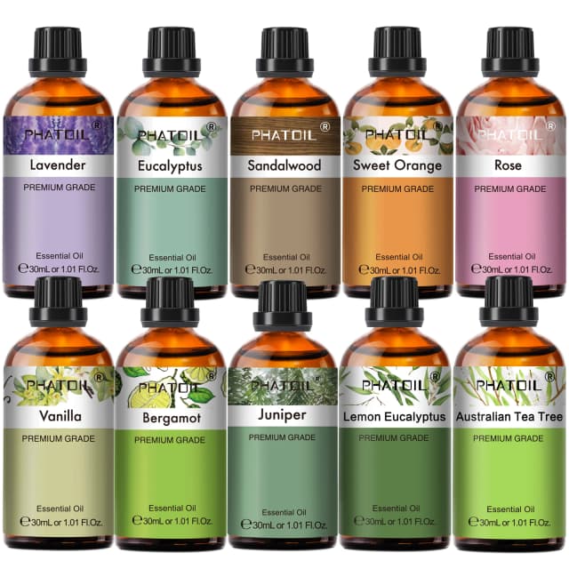 PHATOIL 1 PCS Óleo Essencial de Aromaterapia 30ml Limão Eucalipto Lavanda Bergamota Jasmim Juniper Rosa Baunilha Aroma Óleo Essencial