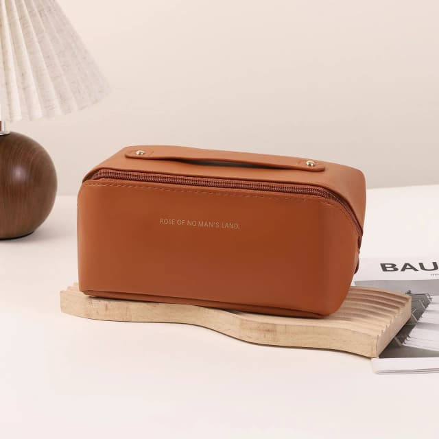 1pc portátil viagem saco de cosméticos grande capacidade couro do plutônio saco de cosméticos feminino saco de lavagem do banheiro multifuncional