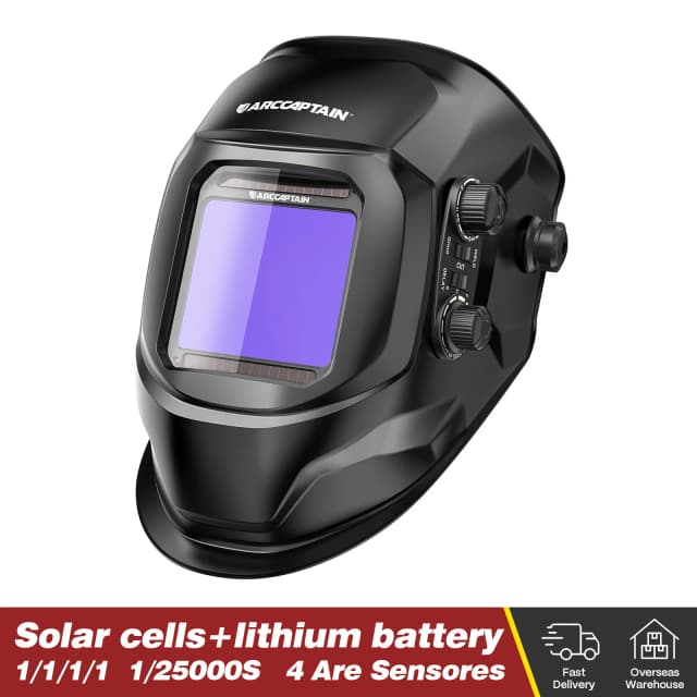 Máscara de Soldagem ARCCAPTAIN com Visão Ampla e Cores Reais, Escurecimento Automático Solar para Solda a Arco, MIG, TIG e Corte