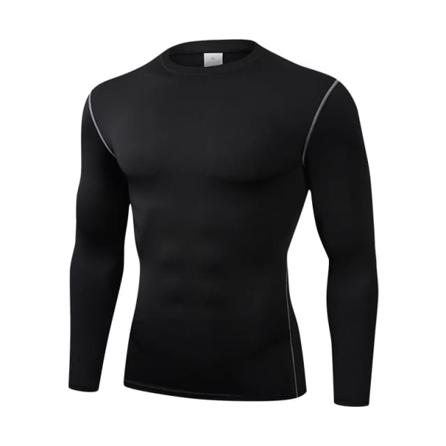 Camiseta esportiva de manga comprida masculina, alta elasticidade, secagem rápida, cor sólida, mangas compridas, 2024