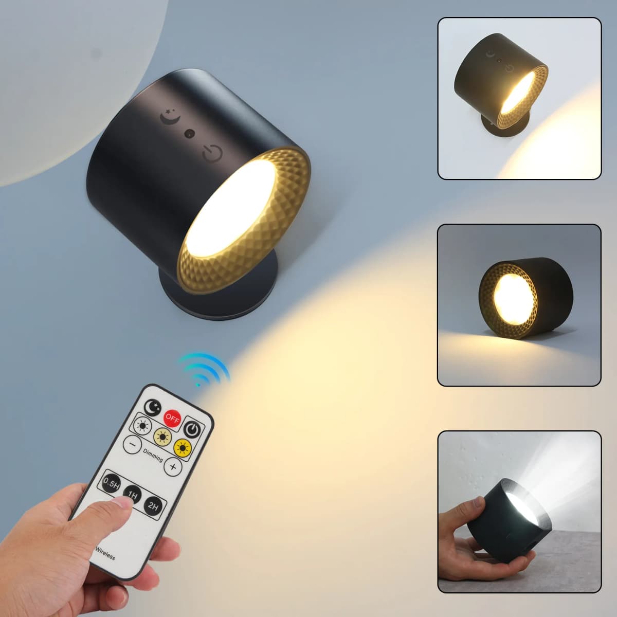 Led Wall Lamp Touch Control IR Remote 360 Rotatable USB Recharge Night Light portátil sem fio para Bedside Bedroom Reading Lamp