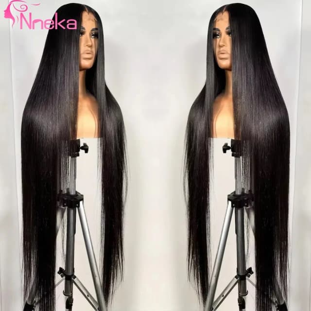 Perucas de Cabelo Humano Liso de 40 Polegadas, Perucas Frontais de Renda HD 13x4 13x6, Cabelo Humano Brasileiro para Mulheres Negras, Densidade 220