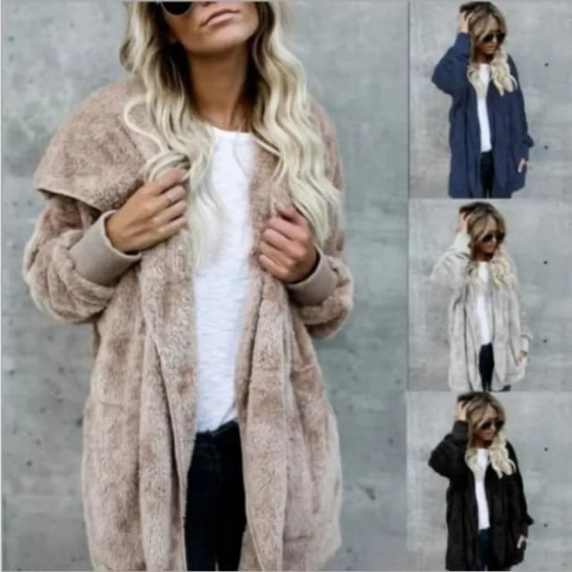 12 cores moletom de lã longo cardigans outono inverno feminino manga longa dupla face usar flurry solto casacos com capuz outwear