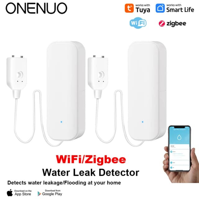 Sensor de água wi-fi/zigbee, alarme de vazamento tuya, detector de vazamento de inundação, aplicativo de vida doméstica inteligente, alerta de água, sistema de segurança de alarme de transbordamento