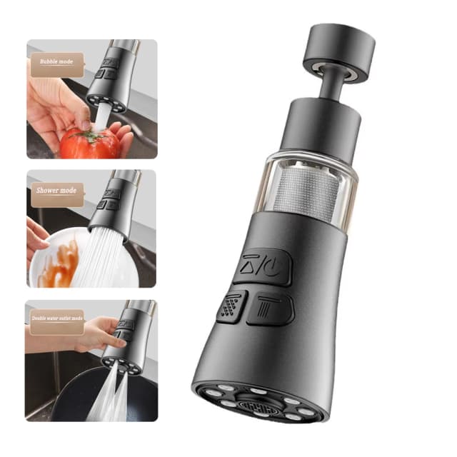 360 °   Extensor de torneira de cozinha giratório com função de filtro, aerador universal, filtro contra respingos, torneira de lavatório, bico de borbulhador, aerador