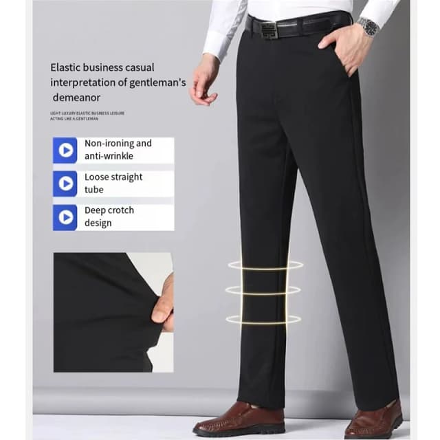29-42 calças masculinas de verão finas moda negócios casual terno calças compridas elásticas manga reta calças formais plus size