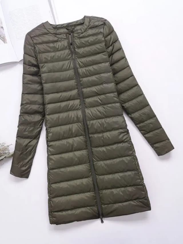 Casacos de pato de colarinho ultra leves para mulheres, casacos compridos, finos e portáteis, outerwear feminino, casaco de inverno, novo, 0-10 ℃, 2024