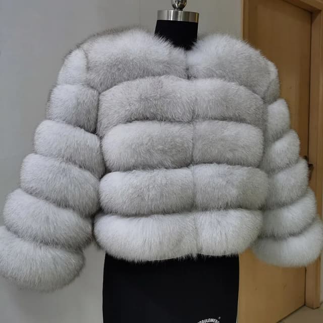 MAOMAOKONG 2024 abrigo de piel de zorro auténtica Natural chaquetas de mujer chaleco peludo de invierno ropa femenina de cuero corto Beige caqui de lujo