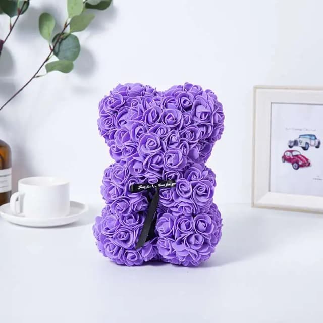 Romântico dia dos namorados criativo flor eterna rosa urso presente de natal rosa urso abraço urso casamento flor decoração presente