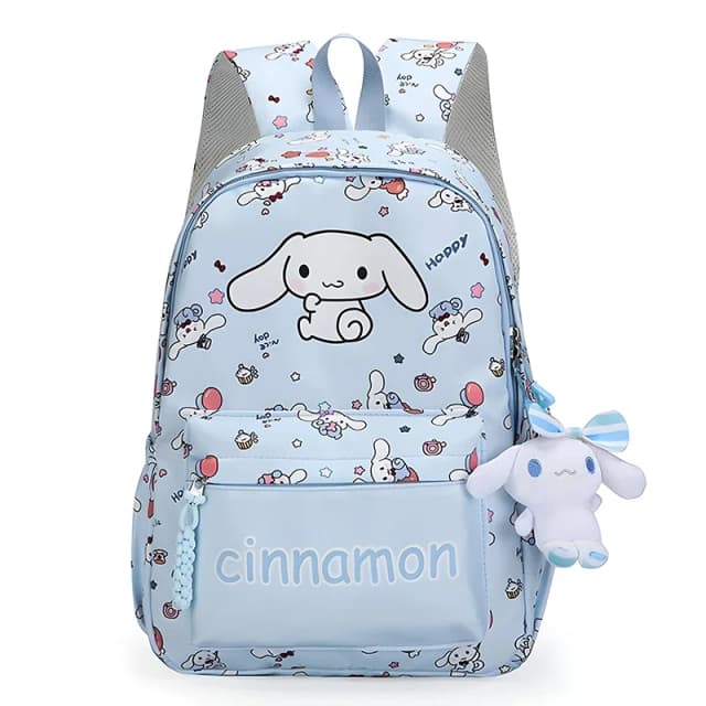 Conjunto de mochila da série Cinnamoroll, mochila escolar de anime de desenho animado, mochila casual de grande capacidade, mochila de viagem para estudantes e crianças
