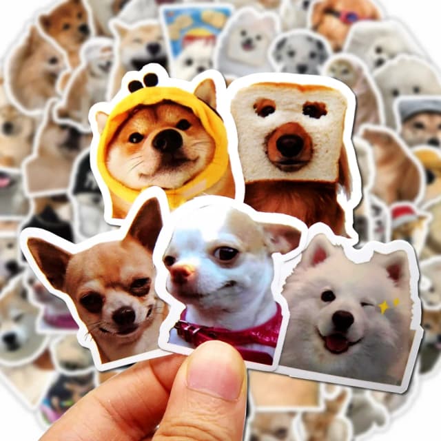 10/50/100 pçs engraçado cão adesivos dos desenhos animados bonito decalques brinquedo papelaria guitarra telefone bicicleta portátil bagagem carro graffiti crianças adesivo