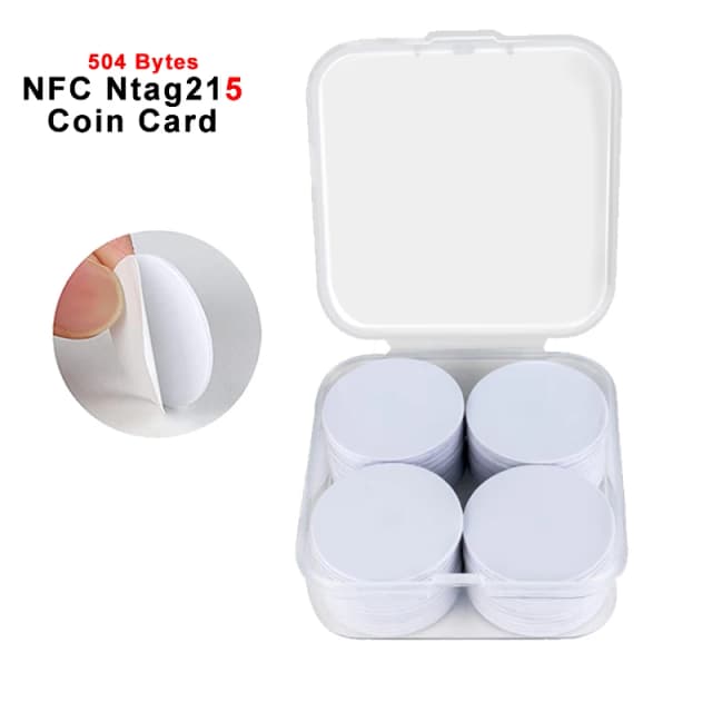 Waterproof PVC Ntag com apoio adesivo, 215 Moedas, Tag NFC, 504 Bytes, ISO, IEC, IEC, 14443 A, 25mm, 13,56 MHz, 20Pcs, 50Pcs