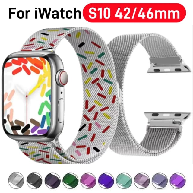 Pulseira milanesa para apple watch, pulseira 49mm 45mm 44mm 42mm 41mm 40mm 38mm iwatch series10 9 8 7 6 5 4 3 2 se ultra correa