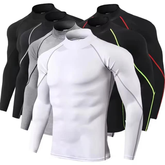 Homens compressão manga longa t camisa esportiva masculina magro tshirt elástico pista roupas de treino ginásios camiseta de fitness para homem