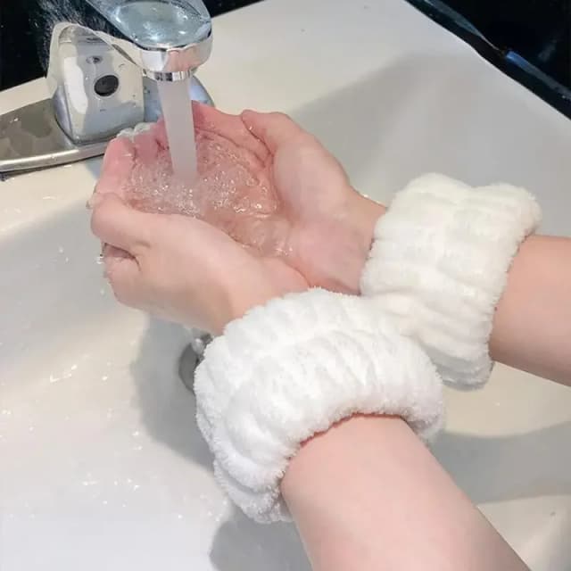 2 pçs lavagem de rosto mão alça de pulso reutilizável suor banda microfibra toalha flexível absorvente pulseira de pulso lavagem facial confortável