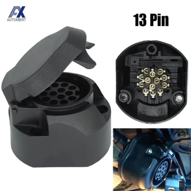 Soquete de reboque de plástico euro, 13 pinos, acessórios para carro, caravanas, barra de reboque de 13 polos, tomada de reboque, 12v, adaptador de conector elétrico