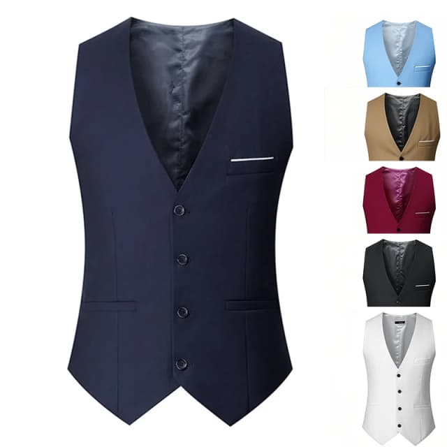 M-7XL primavera/verão homem terno colete sem mangas com cintura ajustável único breasted cor sólida terno de negócios colete casamento