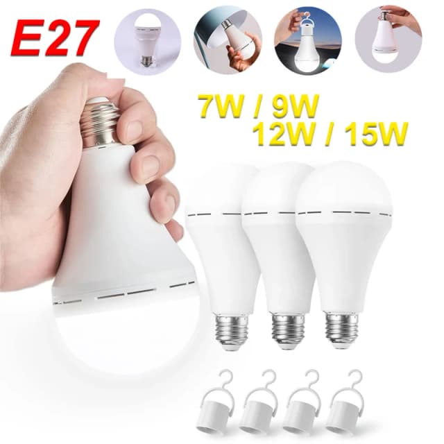Lâmpada led recarregável 7w 9 12 15 85-265v lâmpada de emergência portátil pendurado lâmpada de acampamento para tenda casa falha de energia varanda