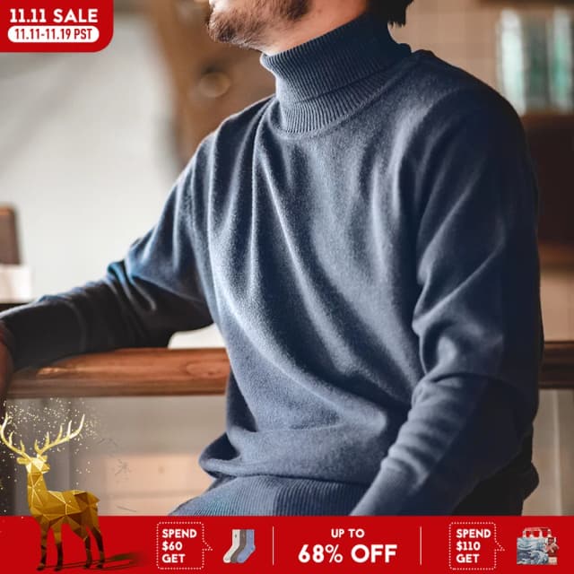 Maden-Suéter térmico de gola alta masculino, pulôveres grossos sólidos, camisas básicas de malha, gola virada para baixo, roupa interior macia, outono, inverno