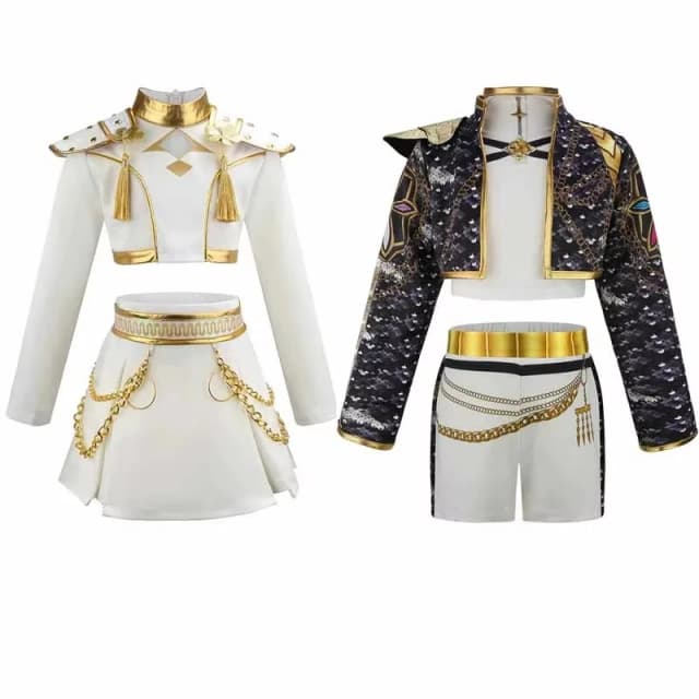 Conjuntos de Cosplay para Crianças, Fantasia para Meninas, Trajes Pretos e Dourados para Crianças, Roupas de Role Playing para Adolescentes de 4 a 12 Anos