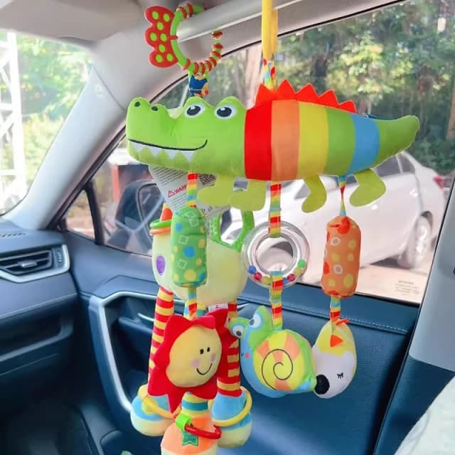 Bebê pendurado chocalho brinquedos arco-íris atividade carrinho de pelúcia móvel para assento de carro do bebê berço viagem sensorial brinquedos do bebê 0 3 6 12 meses