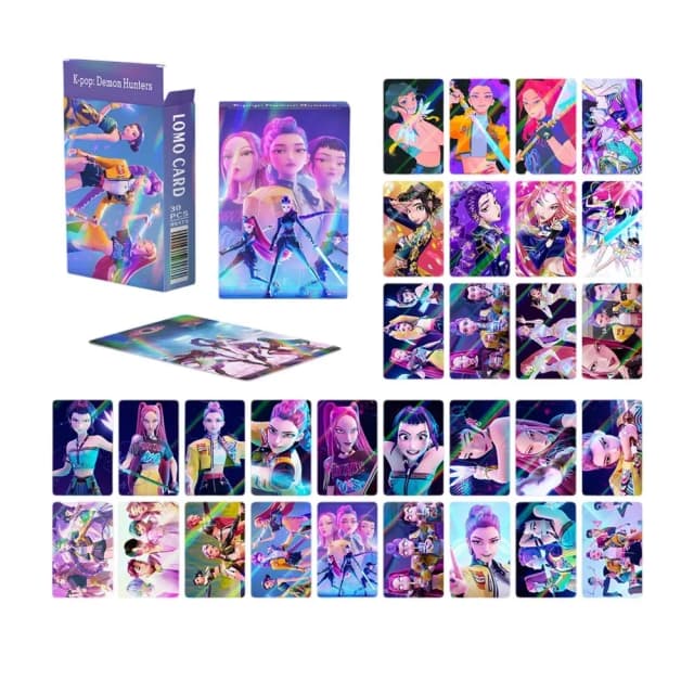 30 PCS K-POP Demon Hunters Huntrix Derpy Photocards Anime Conjunto colecionável para fãs de K-POP Merch/Jogos de cartas comerciais