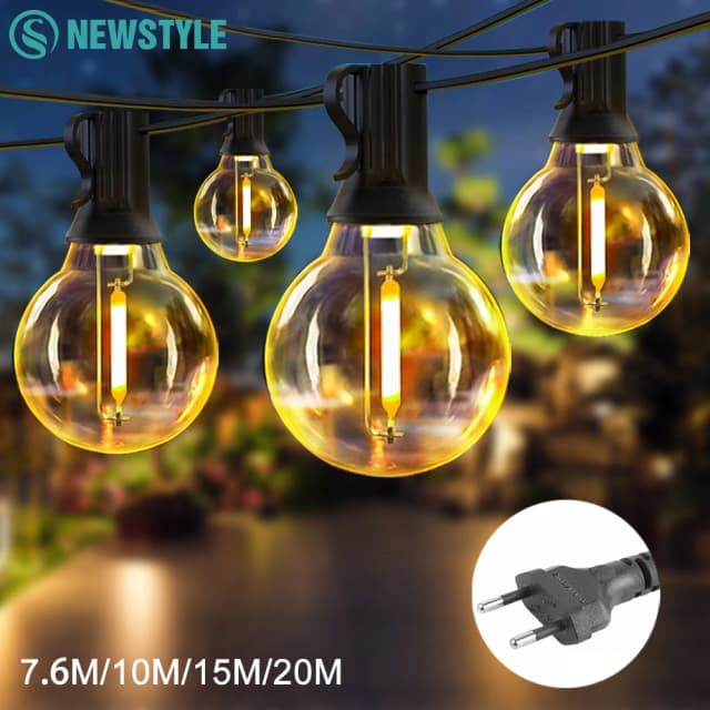 G40 LED Luzes de bola de corda ao ar livre 7.6M / 20M Luzes inquebráveis do pátio para a decoração exterior do jardim da varanda do quintal
