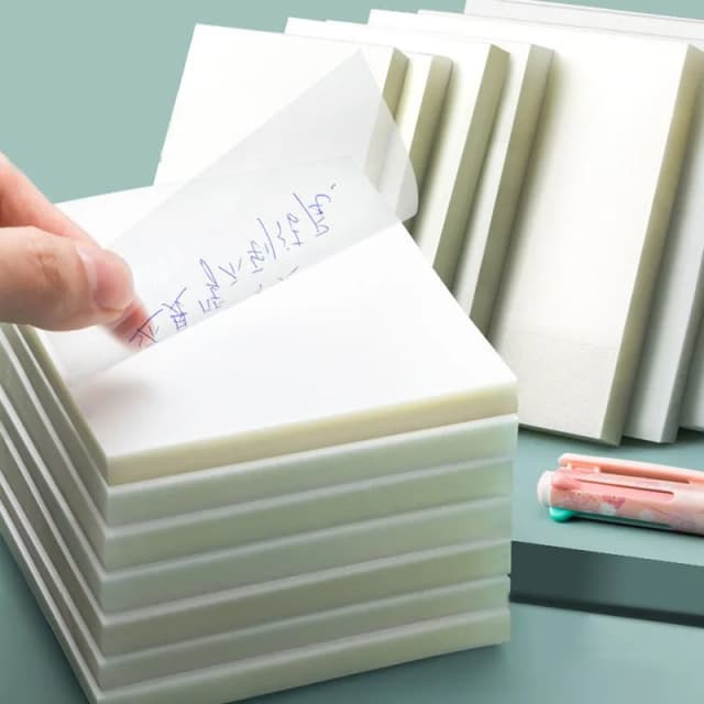 50 folhas criativas transparentes PET à prova d'água notas pegajosas blocos de notas - artigos de papelaria escolar e material de escritório