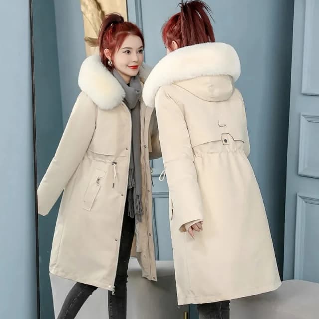 Jaqueta de inverno feminina parka 2023 nova neve wear longo parkas pele com capuz jaqueta feminina forro de pele casacos grossos destacáveis parkas