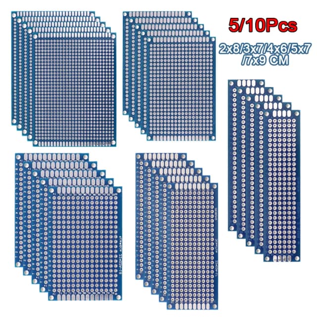 5/10 pces placa pcb protótipo azul 2x 8/3x 7/4x 6/5x 7/7x9cm placas de circuito dupla face para projeto de solda diy