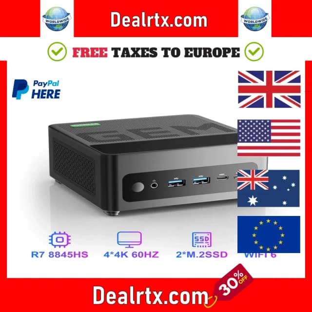 Chatreey GEM Mini PC R7 8845HS 7840HS 780M R9 6900HX 680M Computador de mesa para jogos com WiFi 6/Bluetooth 5.2/OCuiLink/HDMI/USB 4