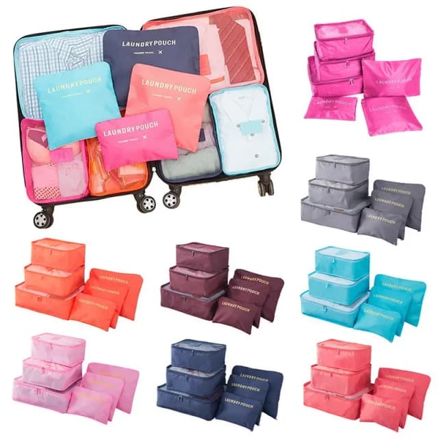 6 pçs conjunto de sacos de armazenamento de viagem mala conjunto de embalagem casos de armazenamento portátil organizador de bagagem roupas sapato organizador dobrável