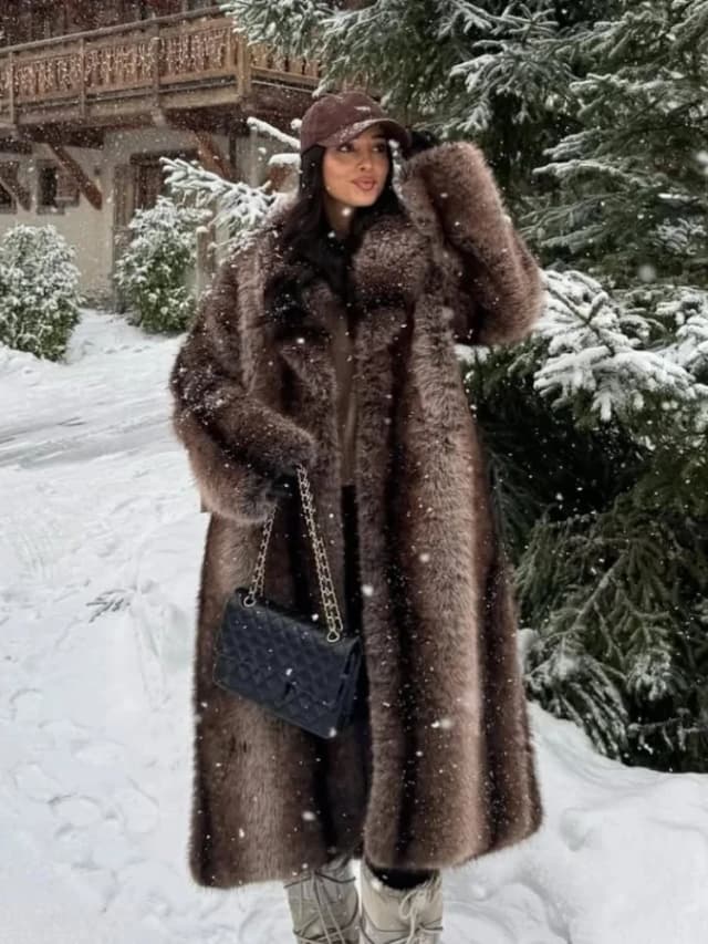 Feminino casual lapela pele do falso casaco longo solto cor sólida manga cheia jaquetas peludas senhoras moda inverno quente casacos streetwear