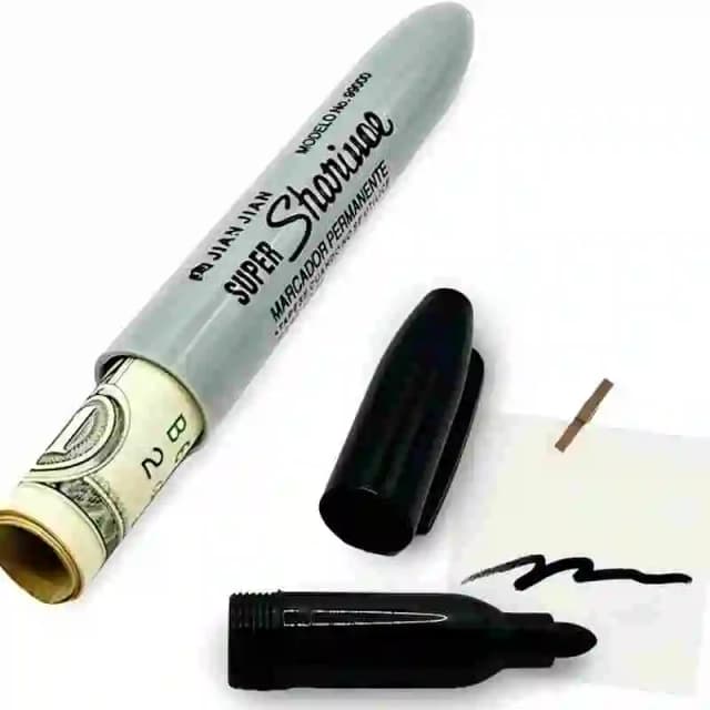 Cofre criativo em formato de caneta com compartimento oculto, adequado para casa e escritório para esconder colares, dinheiro e pequenos objetos de valor.