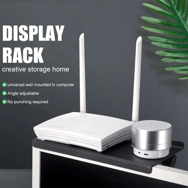 TV Set Top Box Storage Rack, Controle Remoto Router, Pequenos Acessórios, Multi Funcional, Pendurado Ajustável Rack, Branco, Preto, 1Pc