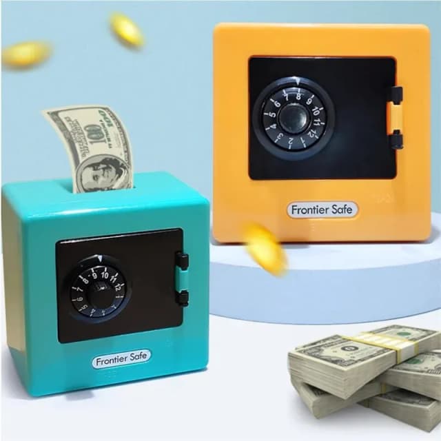 Mini Banco Dinheiro Caixa Retro Atm Rotating Senha Cash Coins Saving Box Banco Cofre Depósito Automático Banknote Christmas Gift