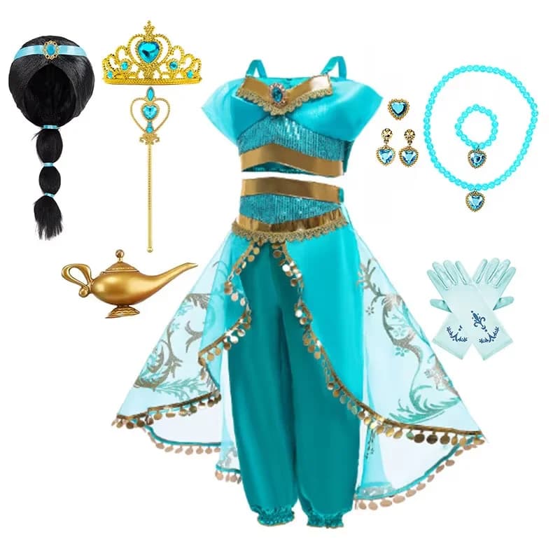 Estilo árabe princesa traje crianças disney jasmim cosplay meninas lâmpada mágica história role play desempenho vestuário vestido de halloween