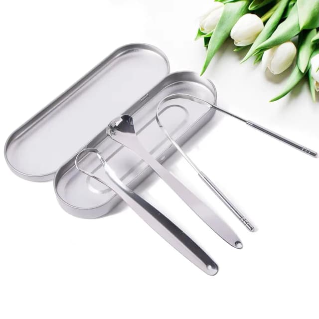 1 pces/2 pces/3 pces limpador de raspador de língua de metal para adultos e crianças, escovas portáteis dos raspadores da língua de aço inoxidável para remover