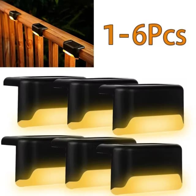 Luzes solares para deck, 1-6 pacotes, luzes para ambientes externos, à prova d'água, lâmpada solar para escadas, trilhos, cerca, quintal, pátio e caminho