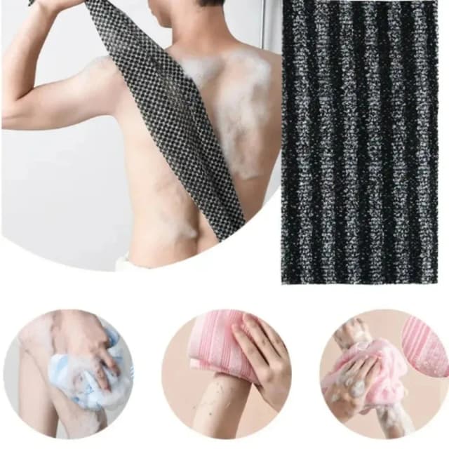 Escova de banho esfoliante de nylon - purificador de chuveiro para costas e corpo, esponja de chuveiro macia, acessórios de banheiro